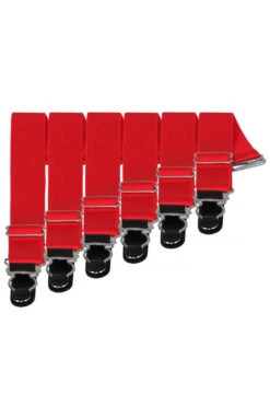 6 X Steel Suspender Clips In Red