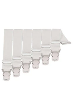 6 X Steel Suspender Clips In White