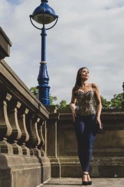 Blue With Gold Brocade Pattern Overbust With Hooks -Corset Story A3733 July2020 website 3