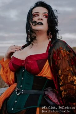 Green Taffeta And Mesh Underbust Corset With Hip Panels -Corset Story BC 028