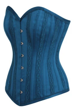 Blue Satin Overbust With Lace Trim Detailing -Corset Story BC 0513