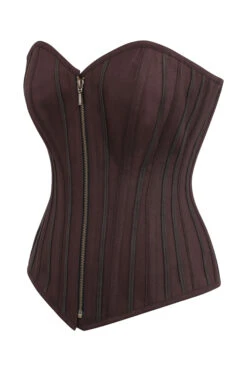 Brown Overbust Corset With Zip Front -Corset Story BC 0563