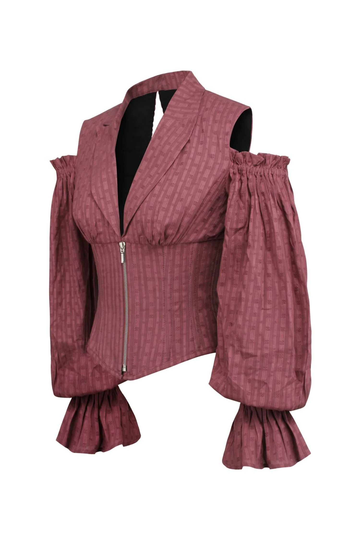 Terracotta Corset Top With Front Zip And Long Sleeves 3 Terracotta Corset Top With Front Zip And Long Sleeves - Image 3