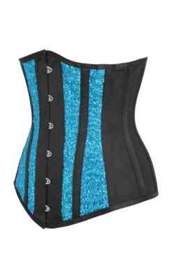 Longline Aqua Sequin And Mesh Panel Underbust -Corset Story BC 0683