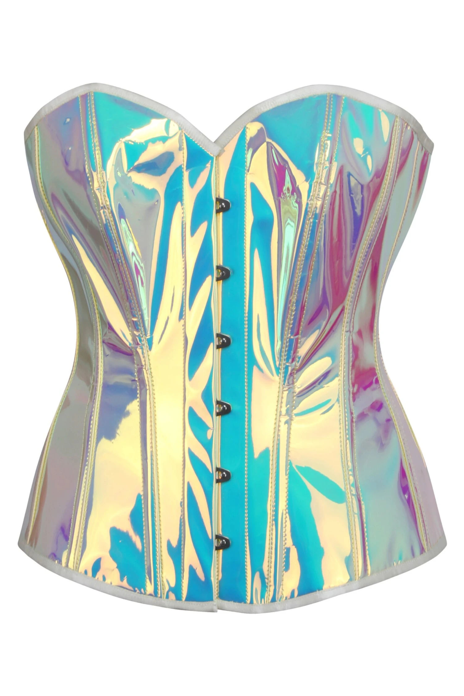 Iridescent PVC Overbust Corset 1 Iridescent PVC Overbust Corset