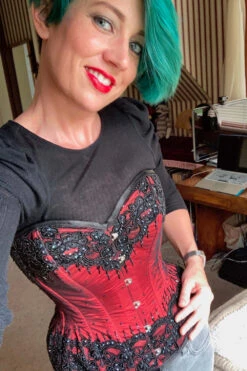 Burgundy Satin Couture Corset -Corset Story C08 Customerpic June2021 2