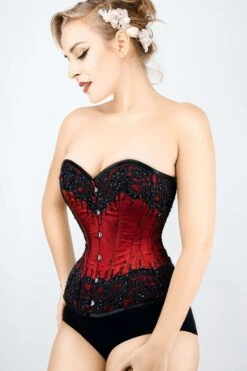 Burgundy Satin Couture Corset -Corset Story C08 4