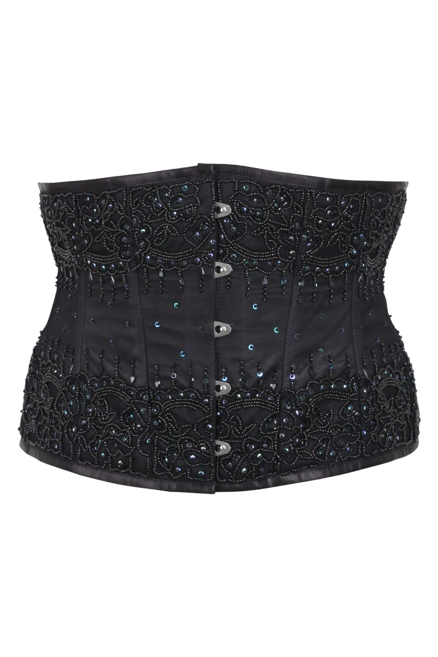Black Beaded Couture Waspie Corset 1 Black Beaded Couture Waspie Corset