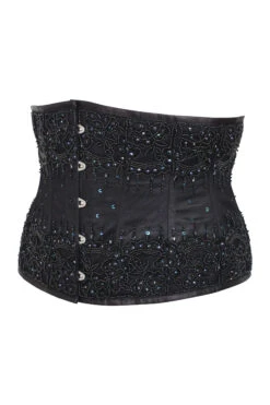Black Beaded Couture Waspie Corset 5 Black Beaded Couture Waspie Corset -Corset Story C923