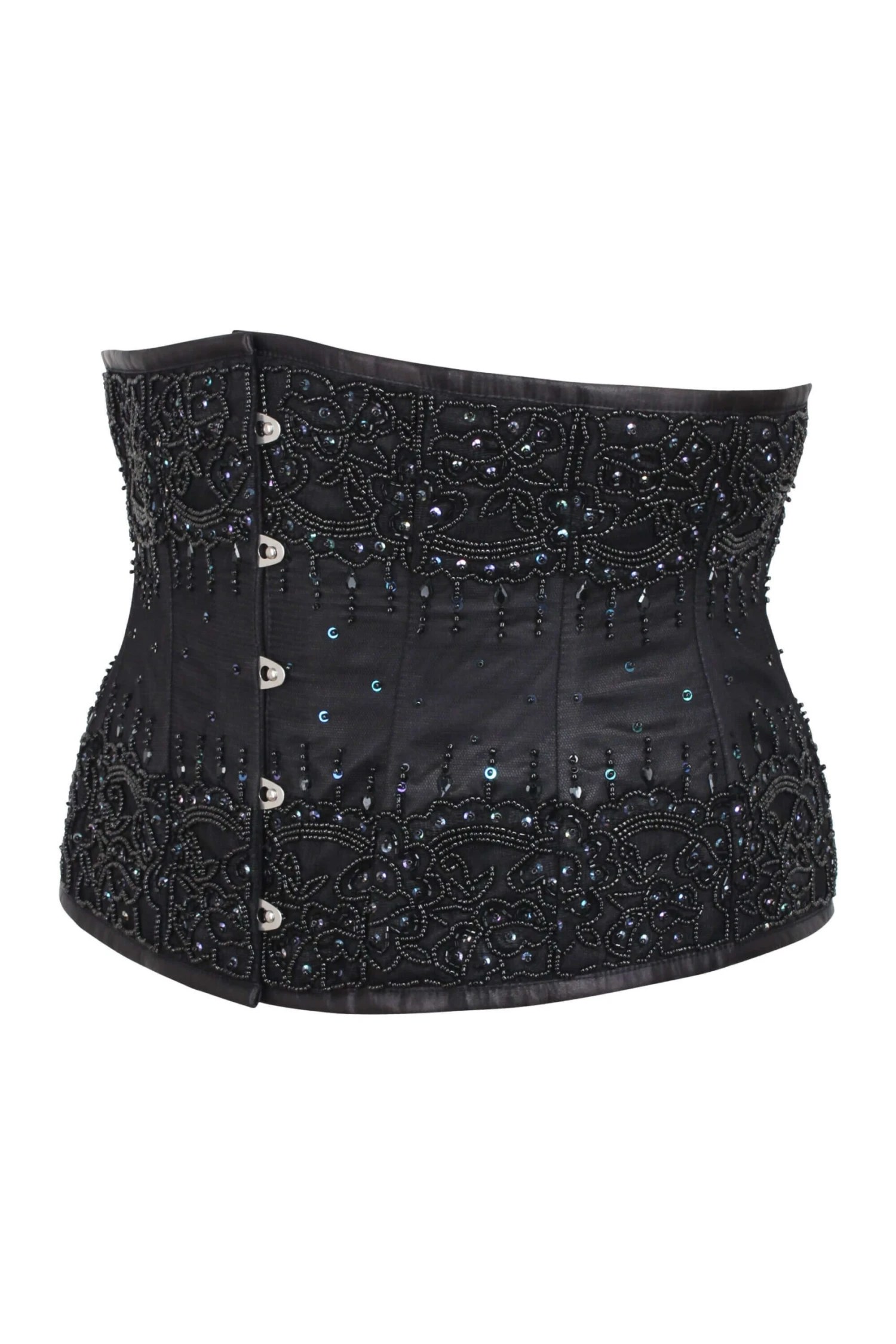 Black Beaded Couture Waspie Corset 3 Black Beaded Couture Waspie Corset - Image 3