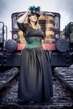 Embellished Couture Underbust Corset Waspie In Green -Corset Story CD 922 CustomerPic July2021