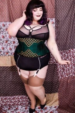 Embellished Couture Underbust Corset Waspie In Green -Corset Story CD 922 website 1