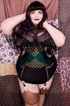 Embellished Couture Underbust Corset Waspie In Green -Corset Story CD 922 website 2