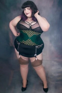 Embellished Couture Underbust Corset Waspie In Green -Corset Story CD 922 website 6