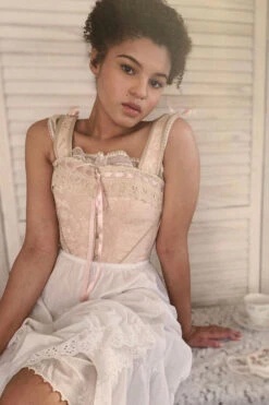 Luxurious Victorian Inspired Dusty Pink Overbust Angled Panels And Shoulder Straps -Corset Story CSFT037 Customerpic June2021 5