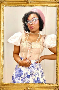 Luxurious Victorian Inspired Dusty Pink Overbust Angled Panels And Shoulder Straps -Corset Story CSFT037 Customerpic June2021 8