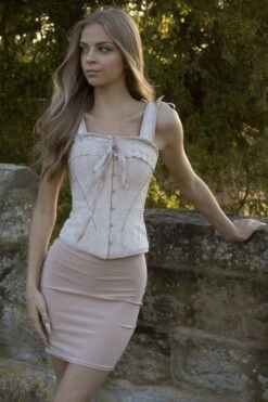 Luxurious Victorian Inspired Dusty Pink Overbust Angled Panels And Shoulder Straps -Corset Story CSFT037 September 2020 website 5