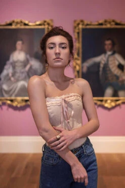 Beige Summer Victorian Vintage Straight Lined Overbust -Corset Story CSFT038 Customerpic June2021 4