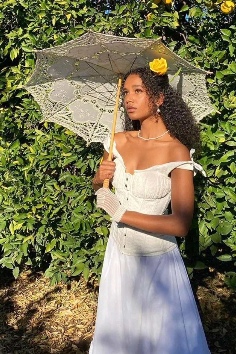 White Cotton Embroidery Anglaise Overbust With Gathered Bust 10 White Cotton Embroidery Anglaise Overbust With Gathered Bust - Image 10