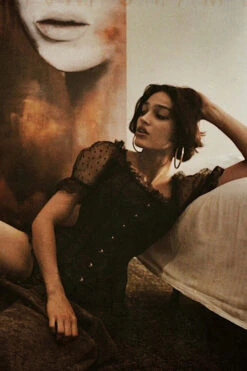 Black Brocade Overbust With Court Neck And Sleeves -Corset Story CSFT095 Customerpic June2021 1