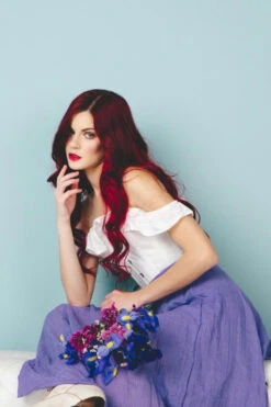 White Cotton Straight Bustline Corset Top With Off The Shoulder Sleeves -Corset Story CSFT101 Customerpic June2021 15