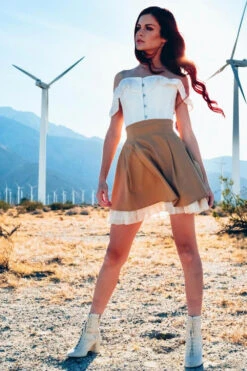 White Cotton Straight Bustline Corset Top With Off The Shoulder Sleeves -Corset Story CSFT101 Customerpic June2021 7