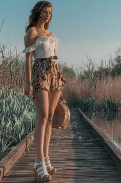 White Cotton Straight Bustline Corset Top With Off The Shoulder Sleeves -Corset Story CSFT101 website 5