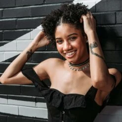 Black Cotton Straight Bustline Corset Top With Off The Shoulder Sleeves 35 Black Cotton Straight Bustline Corset Top With Off The Shoulder Sleeves -Corset Story CSFT102 Customerpic June2021 1