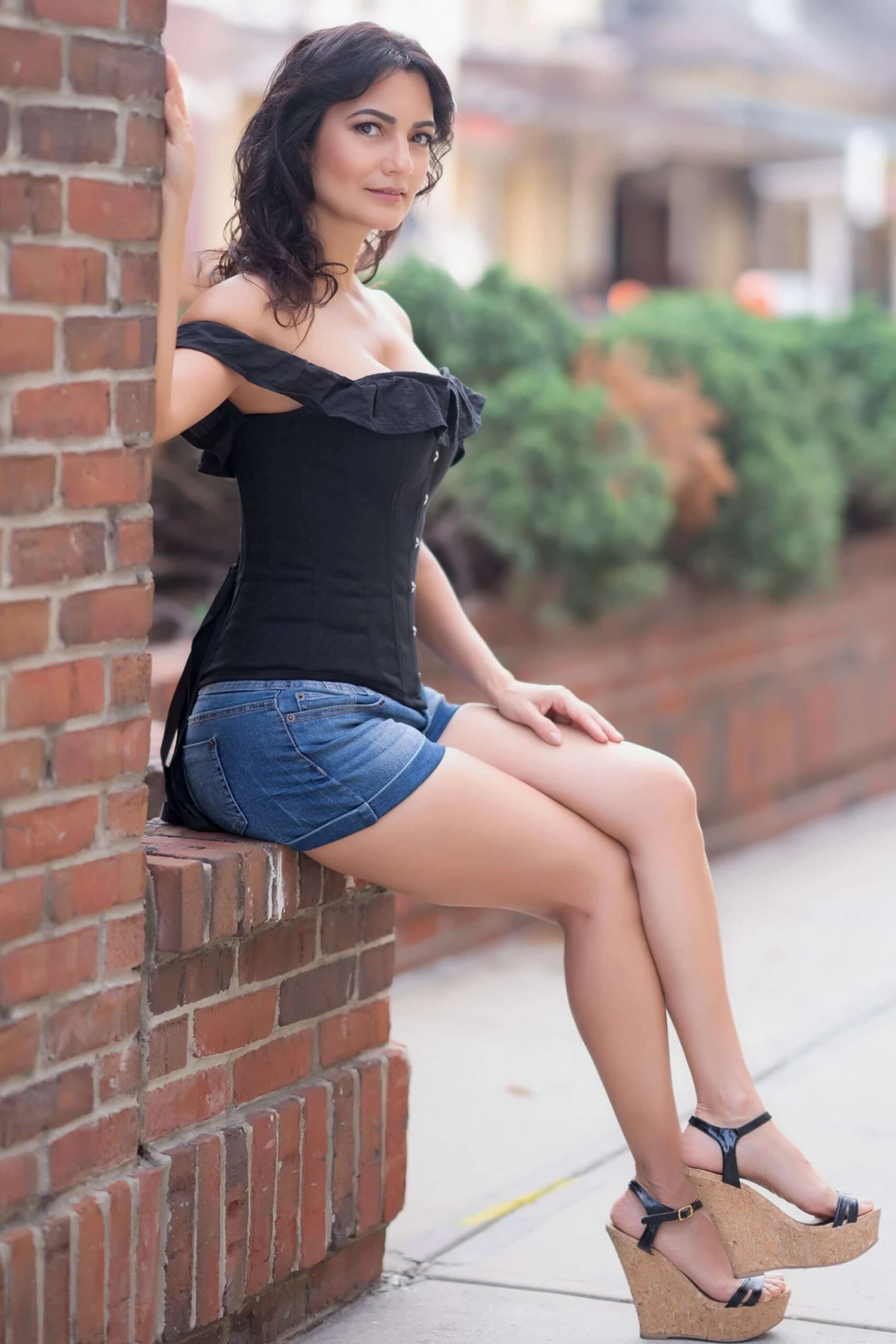 Black Cotton Straight Bustline Corset Top With Off The Shoulder Sleeves 6 Black Cotton Straight Bustline Corset Top With Off The Shoulder Sleeves - Image 6