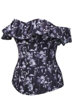 Wild Mushroom Corset Top With Bardot Sleeve
