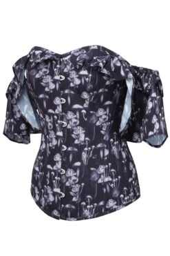 Wild Mushroom Corset Top With Frill Sleeve