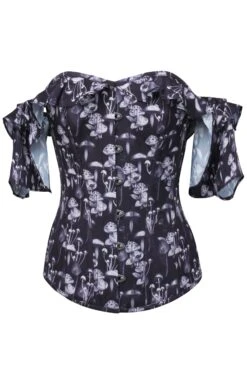 Wild Mushroom Corset Top With Frill Sleeve -Corset Story CSFT1563