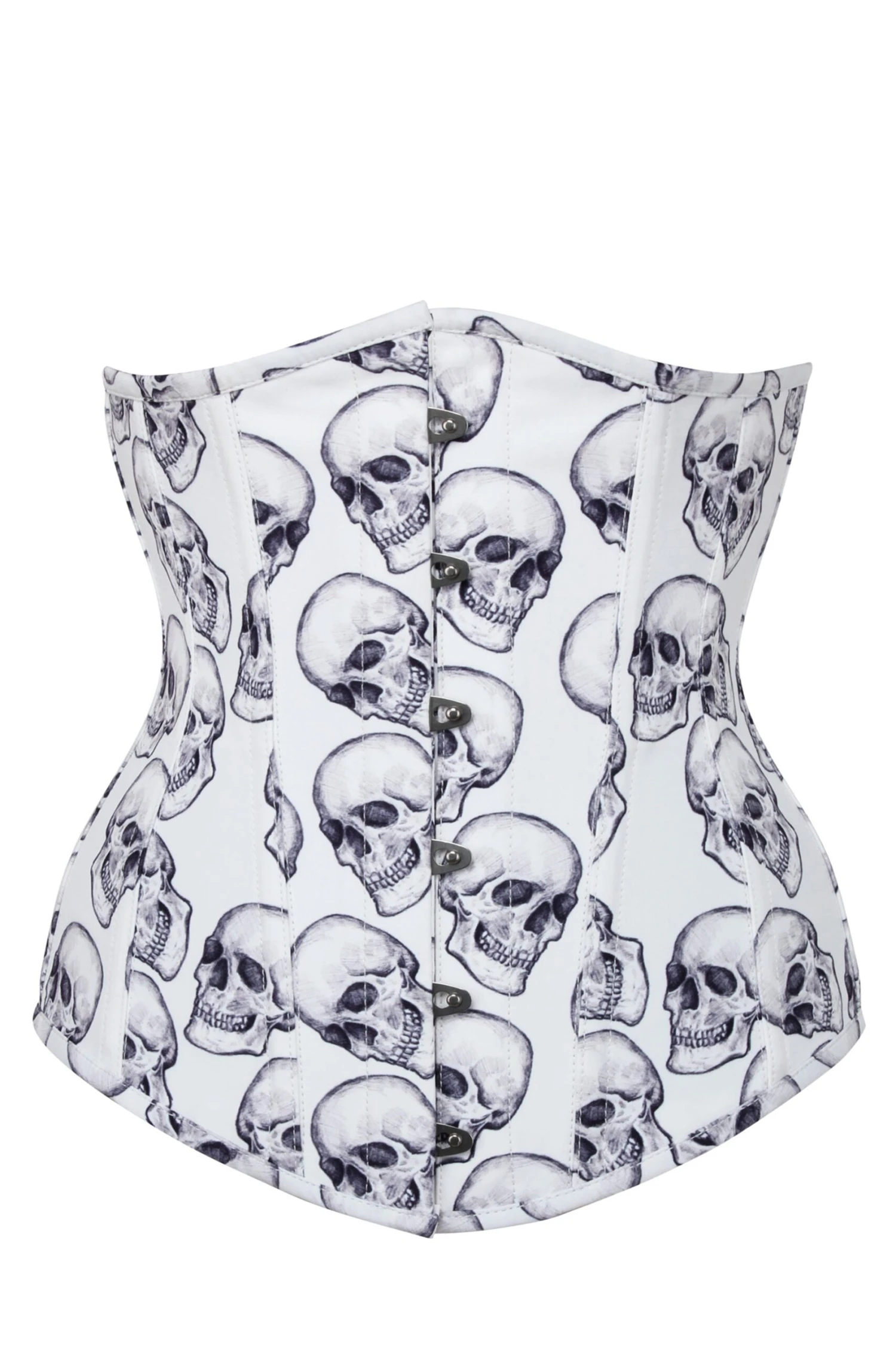 White And Grey Skull Gothic Longline Underbust Corset 1 White And Grey Skull Gothic Longline Underbust Corset