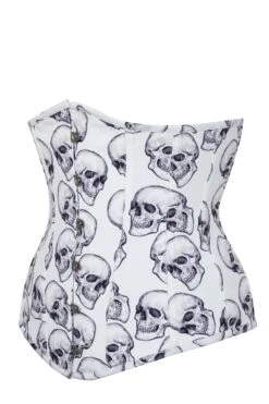 White And Grey Skull Gothic Longline Underbust Corset 5 White And Grey Skull Gothic Longline Underbust Corset -Corset Story CSFT1703