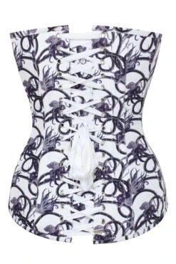 Charcoal Ink Octopus Print Longline Overbust Corset -Corset Story CSFT1852