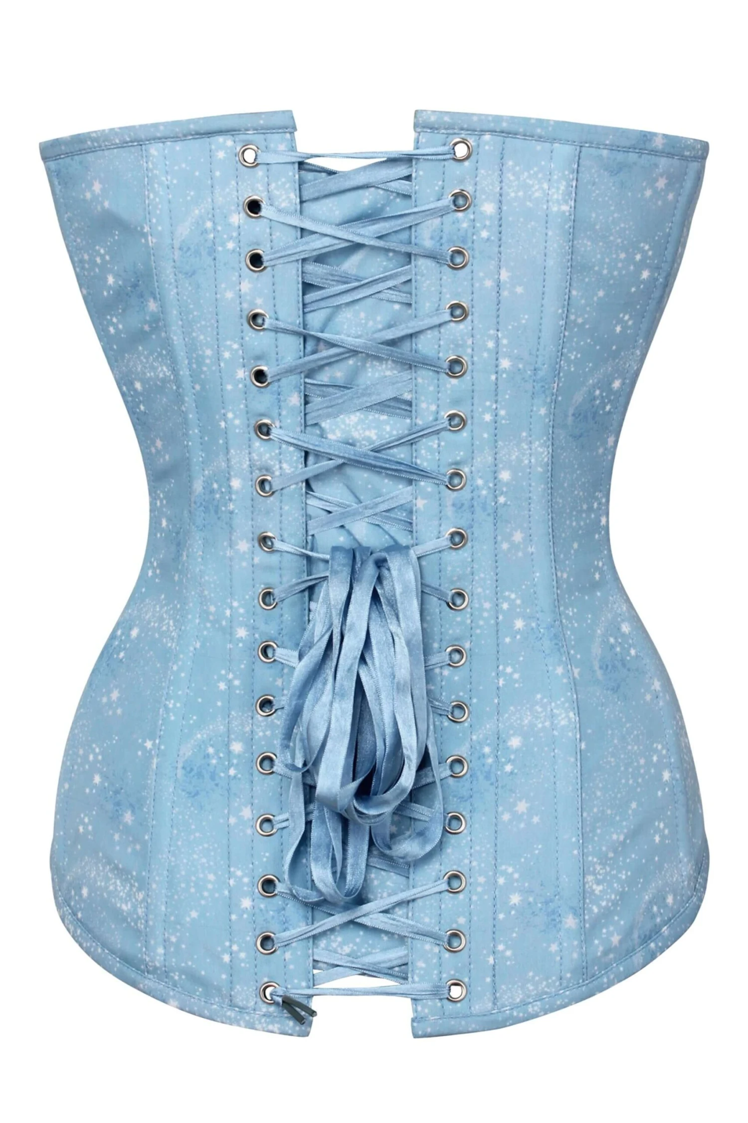 Baby Blue Astronomy Print Longline Overbust Corset 2 Baby Blue Astronomy Print Longline Overbust Corset - Image 2