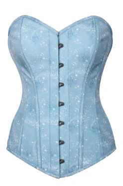 Baby Blue Astronomy Print Longline Overbust Corset 5 Baby Blue Astronomy Print Longline Overbust Corset -Corset Story CSFT1893