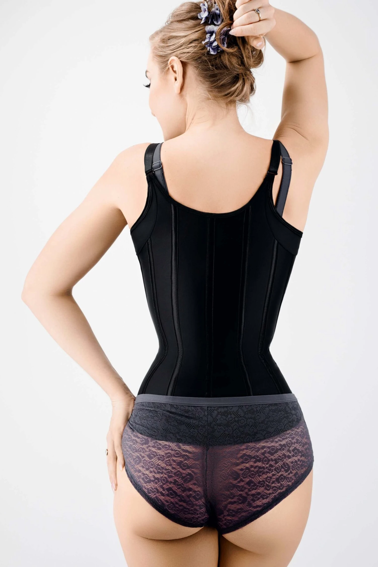 Corset Story Black Latex Underbust Corset With Adjustable Bra Straps 2 Corset Story Black Latex Underbust Corset With Adjustable Bra Straps - Image 2