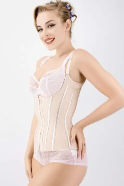 Corset Story Beige Latex Underbust Corset With Adjustable Bra Straps -Corset Story CSLT027 C