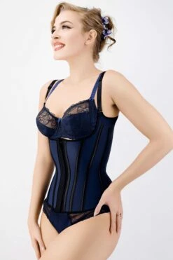 Corset Story Navy Latex Underbust Corset With Adjustable Bra Straps -Corset Story CSLT028 A