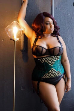 Embellished Couture Underbust Corset Waspie In Green -Corset Story Cd 922 CustomerPic 23 3 2021