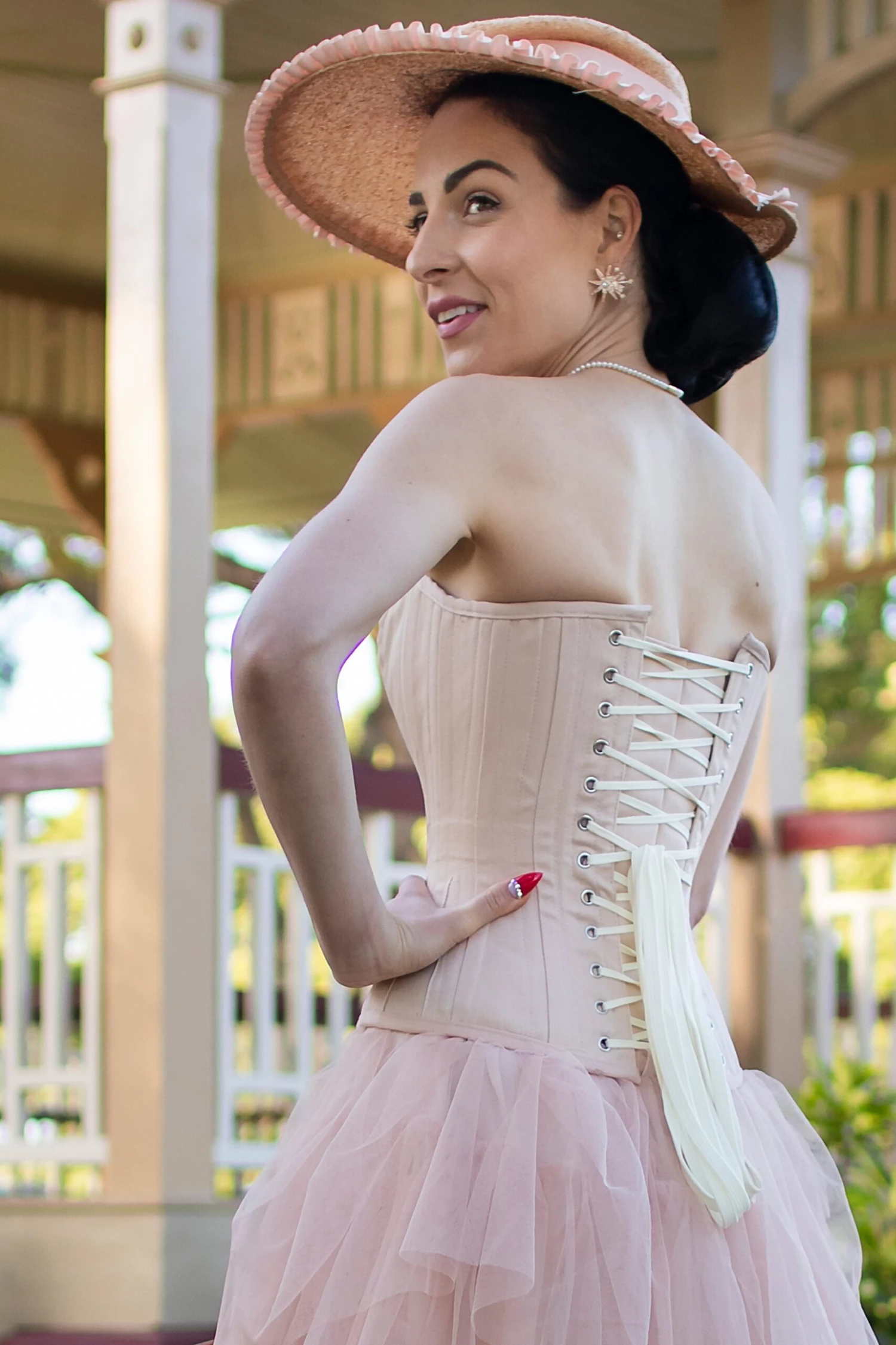 Pinky Beige Cotton Twill Classic Overbust Waist Trainer With Hip Gores 17 Pinky Beige Cotton Twill Classic Overbust Waist Trainer With Hip Gores - Image 17