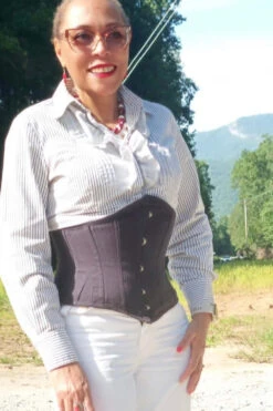 Black Cotton Expert Waist Training Waspie Corset -Corset Story EXP016 Customerpic Jan2022