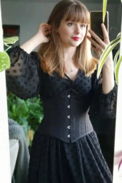 Black Cotton Expert Waist Training Waspie Corset -Corset Story EXP016 life.of .rhona Jan2022