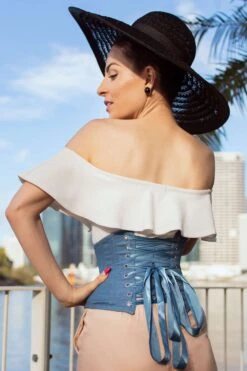 Denim Cotton Expert Waist Training Waspie Corset 22 Denim Cotton Expert Waist Training Waspie Corset -Corset Story EXP017 website 5