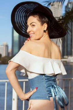 Denim Cotton Expert Waist Training Waspie Corset 24 Denim Cotton Expert Waist Training Waspie Corset -Corset Story EXP017 website 7