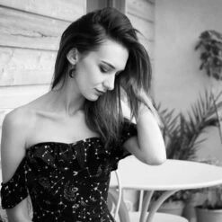 Cotton Astronomy Print Sleeved Corset Top -Corset Story FTS002 Customerpic June2021 2