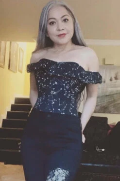 Cotton Astronomy Print Sleeved Corset Top -Corset Story FTS002 Customerpic June2021 4