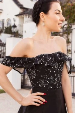 Cotton Astronomy Print Sleeved Corset Top -Corset Story FTS002 website 5