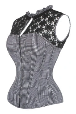 Houndstooth And Crochet Corset Top -Corset Story FTS028 2